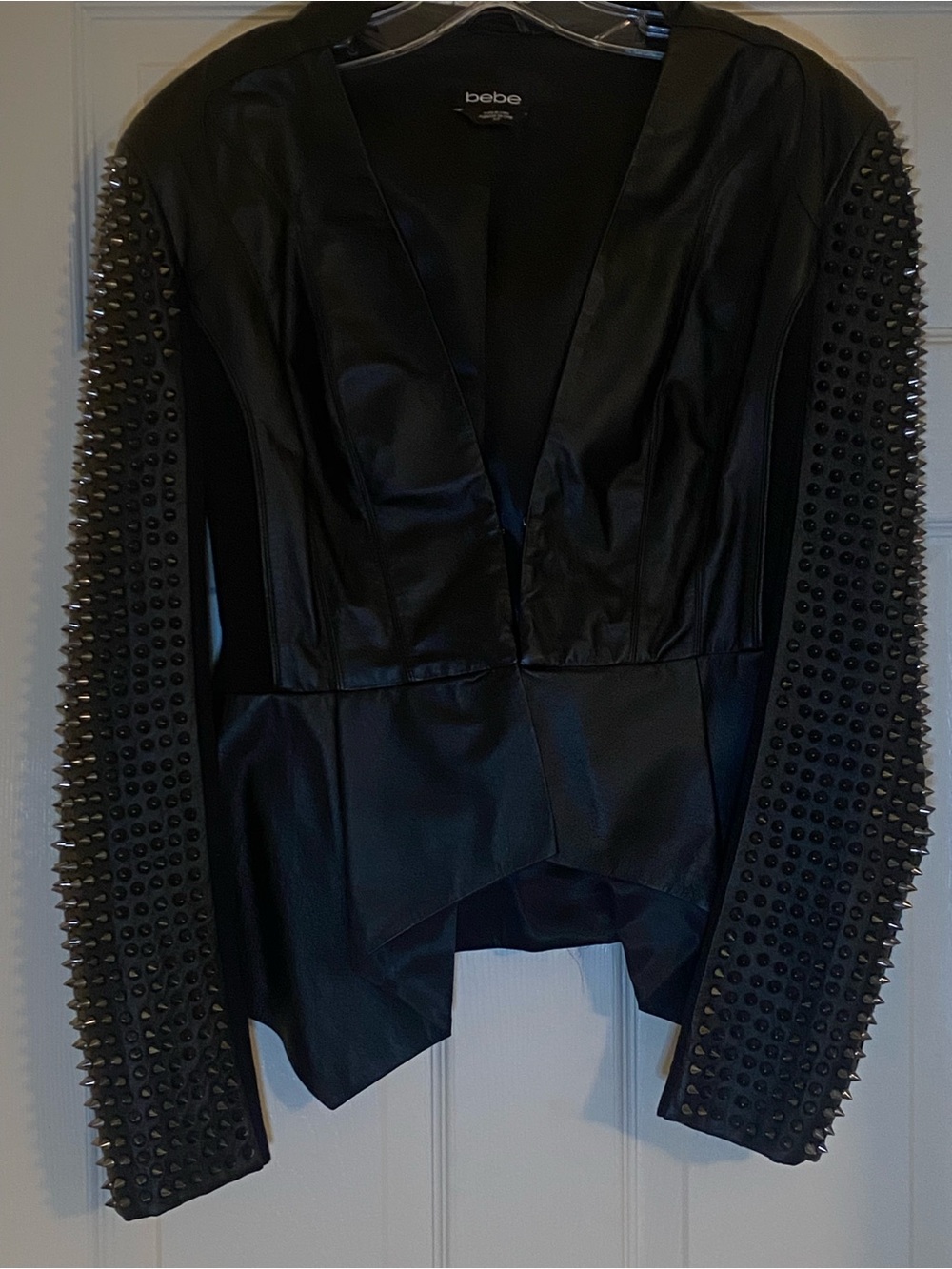 $145 FINAL PRICE
Bebe Black Studded Genuine Leather Jacket -Classy/Biker Edgy - Picture 2 of 5